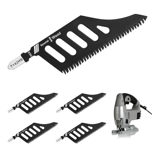 Minnisend T142HB Jigsaw Blades 5-Pack, High Carbon Steel T-Shank Blades