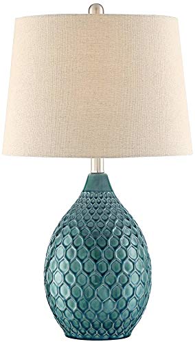 360 Lighting Kate Coastal Vase-Shaped Table Lamp 24.75" High Sea Foam Blue Green Ceramic Oatmeal Tapered Drum Shade for Living Room Bedroom Beach House Bedside Nightstand Home (Color May Vary) - Image 2