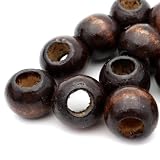 ウッドビーズ パーツ 12mm 太穴 50個入り 木製 焦げ茶 ブラウン 大穴 アクセサリー スペーサー 丸 太い穴 ラウンド ハンドメイド アクセサリー 材料