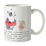 Mr. & Mrs. Panda Tasse Entspannte Schwimmlehrer - Geschenk, Harmonie, Geschenke für Berufstätige, Schwimmen, Wassersport, Berufe, Schwimmausbildung,