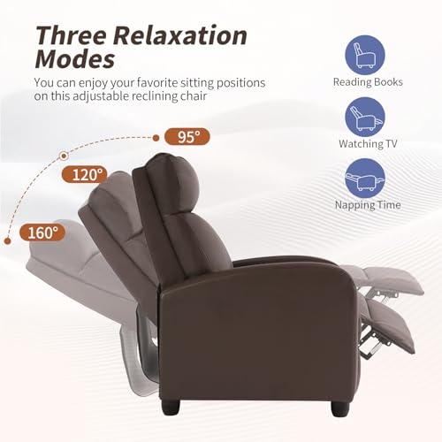 Image of BestMassage Recliner Chair with 2 Point Massage Feature |Leather Dark Brown