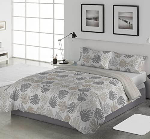 LEBENGOOD Funda Nórdica Cama 150, con 2 Fundas Almohada, Funda de Edredón 150x190/200, Estampada, Reversible, Colcha Sábana,Nordicos Cama 150 Invierno, Funda nordica 240x260 (Olana Arena 150)