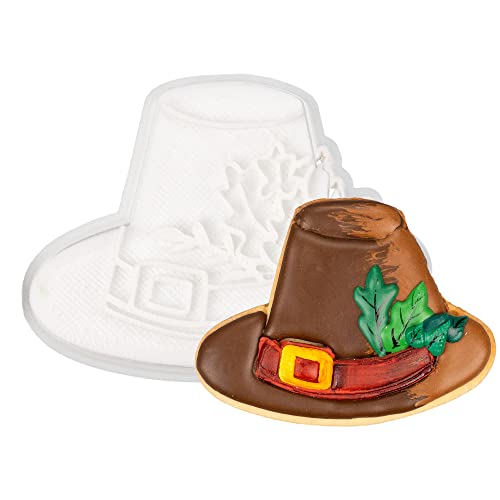 Flycalf Cookie Cutters Hat with Plunger Stamps Handle Holiday PLA Baking Accessories Cutter Molds Gifts Decorative Party 3.5' Kitchen Cake Supplies