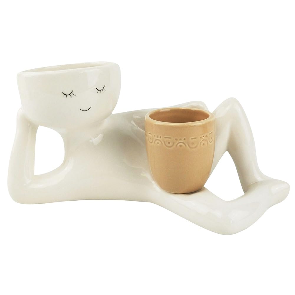 Vjsujehgy Relaxing Person Holding Pot Planter with Drainage Hole Body Vase Decor Succulents Pot for Succulents Cactus