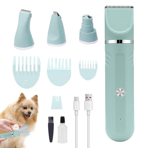 Kit de aseo eléctrico - Cortadora de pelo de perro 4 en 1, cortadora recargable para mascotas, tijeras de afeitar, herramienta de corte de bajo ruido, dispositivo de peluquería inalámbrico | Máquina