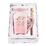 YHRJWN Mothers Day Gifts for Mom, Best Mom Ever Coffee Mug, Mom Mothers Day Gifts from Daughter Son, Moms Gift Idea for Birthday, Valentines Day, Present for Moms Mothers, 14 Oz Pink