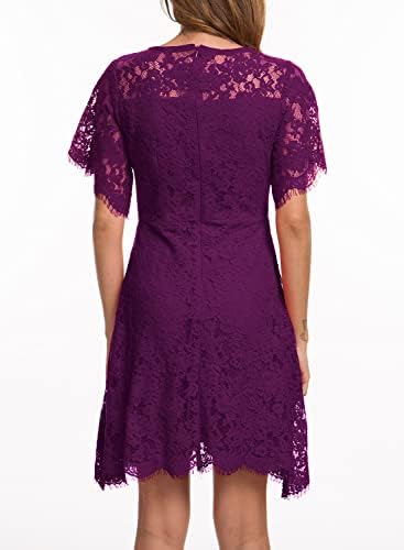 MSLG Women's Elegant Round Neck Short Sleeves Wedding Guest Floral Lace  Cocktail Party Dress 943, Purple, XX-Large : Amazon.sg: Fashion