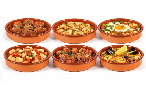 Cazuela de Barro Estilo Tradicional, 16 cm, Pack de 6 Unidades, Terracota