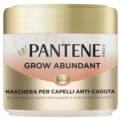 Pantene Grow Abundant Maschera Anti-Caduta 300ml, Rende i Capelli Secchi e Danneggiati Più Lunghi e 10 Volte Più Forti, Aumenta la Resistenza Contro la Rottura, 2000mg Pro-V B5 Complex + Aminoacidi