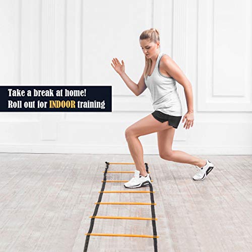 Luniquz Agility Ladder Set, 13Ft Speed Training Drill Ladder With 8 Adjustable Rungs, Plus 8 Drill Cones For Soccer,Football,Sports Training - Includes Carry Bag #TOP1