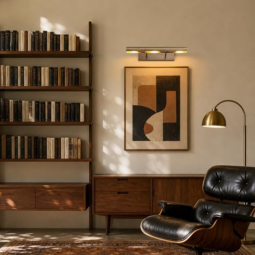 Image of 18 Inch Picture Light Hardwired - Bronze Picture Light Rotatable 270 Dimmable Art Light for Living Room,Study Room, Museum,Library Display,Foyer,Bathroom Vantiy