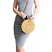 Natural NEO Handwoven Round Rattan Bag Shoulder Leather Straps Natural Chic Hand, Brown, 20cm Diameter