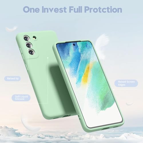 Image of DIZORO Liquid Silicone Case with Microfiber Cushioning Compatible for Samsung Galaxy S22 Plus 5G Shockproof Slim Back Cover, Gel Rubber Full Body Protection (Mint Green)
