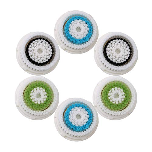 Facial Cleansing Brush Head Replacement, Facial Cleansing Brush Head, For Clogged and Enlarged Pores(2Blue 2Black 2Green)