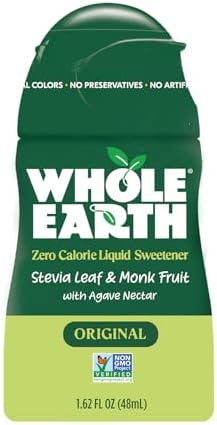 Whole Earth Stevia & Monk Fruit Liquid Sweetener, Original, 1.62 Fl Oz (Pack of 1)