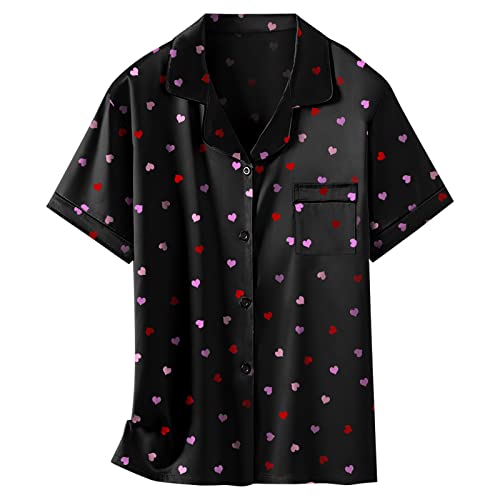 Image of Schbbbta Girls Womens Pajamas, Satin Silky Pjs Set Kids 2Pcs Button-Down Nightwear Sleepwear Gift for Mommy and me