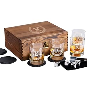 Froolu Customized Whiskey Gifts for Men – Personalized Scotch Glass Gift Set with Box – Engraved Wisky Rocks Glasses for Boyfriend, Husband, Dad – Valentine’s, Birthday, Anniversary.