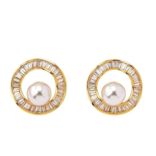 Pendientes Redondos Elegantes Pendientes de Mujer Conjuntos de Regalo de Aro y Gota para Mujer Pendientes Elegantes para Hija Novia o Regalo de Cumpleaños Joyería Femenina Yellow 18 mm