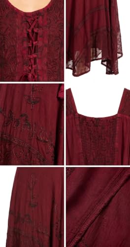 Image of Sakkas Magdilena Stonewashed Corset Front Embroidered Dress