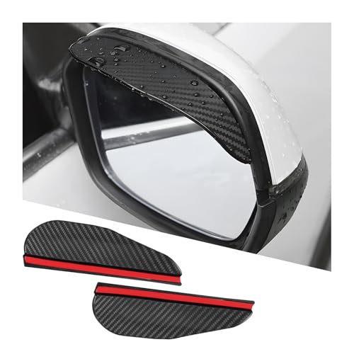 Sun Walker 2 PCS Mirror Rain Visor Eyebrows, Waterproof Automotive Side Mirrors Visor Rain Guard Cover, Rearview Mirror Eyebrow Exterior Accessories for Most Cars Trucks SUVs (Carbon Fiber)