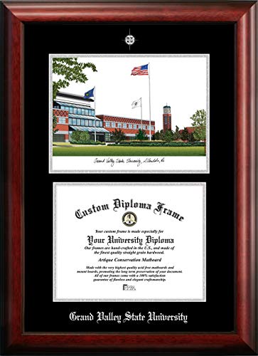 Campus Images NCAA Grand Valley State Lakers Unisex Silver Medallion Frame Grand Valley State University 10w x 8h Silver Embossed Diploma Frame Lithograph, Brown, One Size