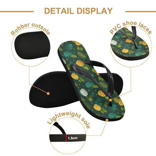 Flip Flop Sandals Pineapple Leaves Print for Women Men Beach Outdoor XS3