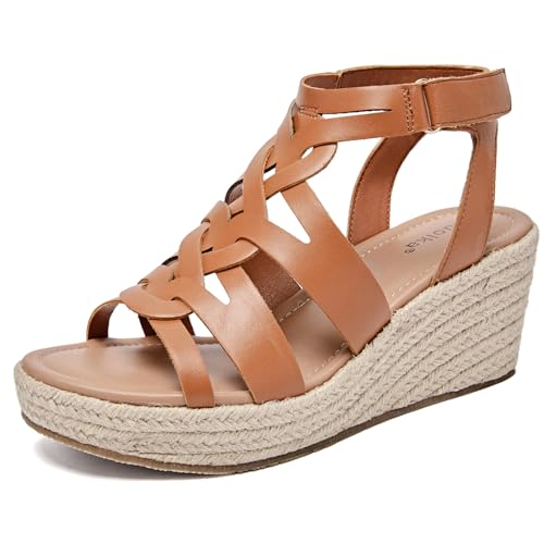 Luoika Women's Wide Width Wedge Sandals, Espadrille Wedge Pump Heel Platform Ankle Strap Open Toe Women's Sandal Concise Casual Summer Shoes.