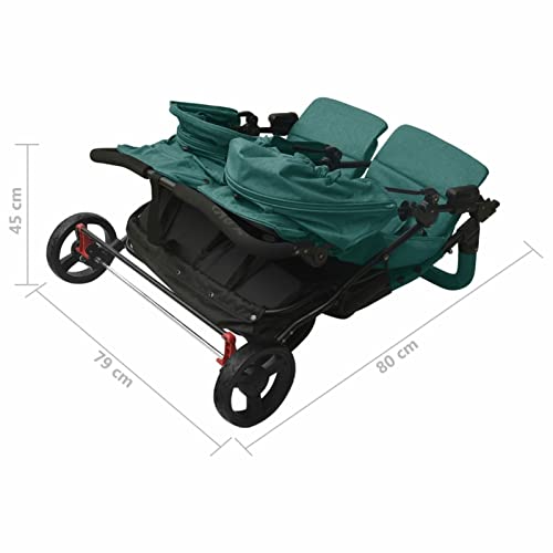 Tidyard Geschwisterwagen Zwillingswagen Kinderwagen Doppelkinderwagen Zwillingsbuggy Zusammenklappbar Grün Stahl