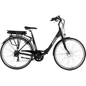 AMIGO E-Altura D1 Elektrische fiets voor dames, 28 inch, e-bike 49 cm, 7 versnellingen, met velgremmen, matzwart