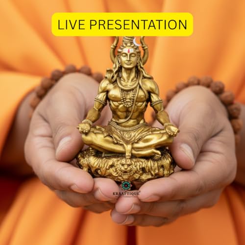 Image of Adiyogi Shiva Idol 3.5 Inch for Car Dashboard, Golden Polyresin Shiv Murti, Mahadev Statue for Home Decor Office Gift