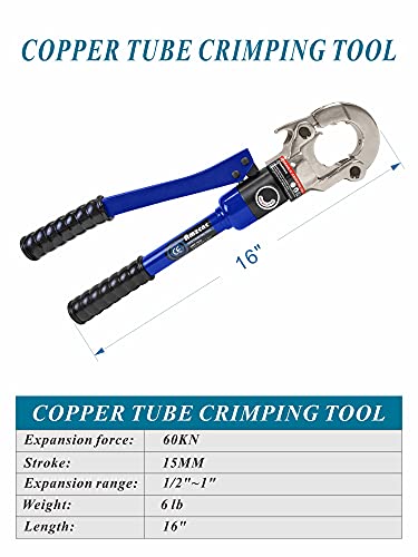 Amzcnc Copper Tube Fittings Hydraulic Pipe Crimping Tool With 1/2",3/4" And 1" Jaw Copper Pipe Propress Crimper Pressing Pliers #TOP4