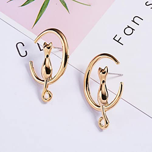 Boucles d'oreilles chat lune or légères anti-irritation - 6