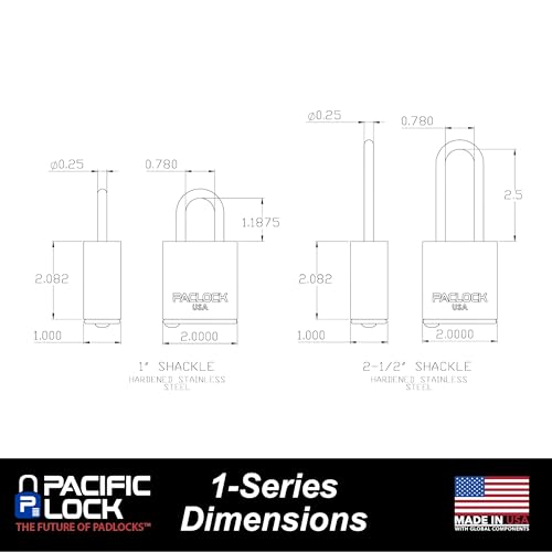 Image of PACLOCK's 1-Series Padlock, High Security Rotating Disc, 2-1 /2 inch Tall Hard. Stainless Steel Shackle, Exclusive Key Number, U-Pick! Keyed Alike w / 1 Key, Black
