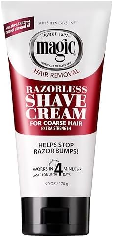 SoftSheen-Carson Magic Razorless Shaving Cream, Depilatory Hair Removal Cream for Body Hair, Extra Strength, Works in 4 Minutes for, 6 oz