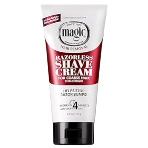 SoftSheen-Carson Magic Razorless Shaving Cream, Depilatory Hair Removal Cream for Body Hair, Extra Strength, Works in 4 Minutes for, 6 oz