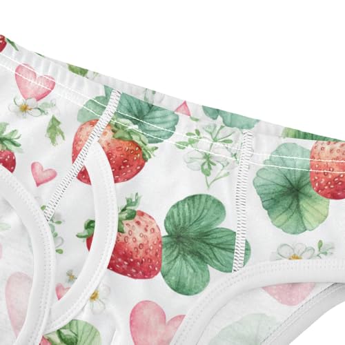 Wusikd Watercolor Strawberries Boys' Underwear Cotton Hearts (2) Boys Briefs Soft Toddler Underwear 2T4