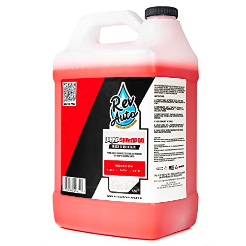 Rev Auto Wrap Shampoo – pH Balance High Foaming Soap For All Vinyl Wrap Finishes | Wrapped Vehicle Maintenance Soap | pH Neutral Wrap Car Wash Soap (1 Gallon)