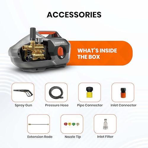 Image of Mecano TurboJet Induction Motor High Pressure Washer, 3400 Watts Motor, 190 Bars, 11.0 L /Min Flow Rate, 10 Meters Outlet Hose, for Car, Bike, Home Cleaning and Industrial Purpose