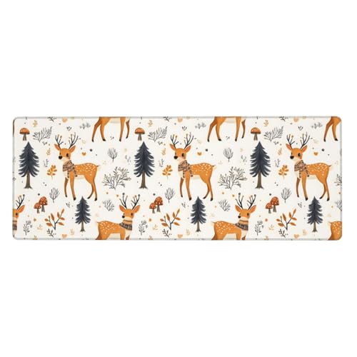 Tapis de bureau imprimé cerf de forêt champignon de qualité