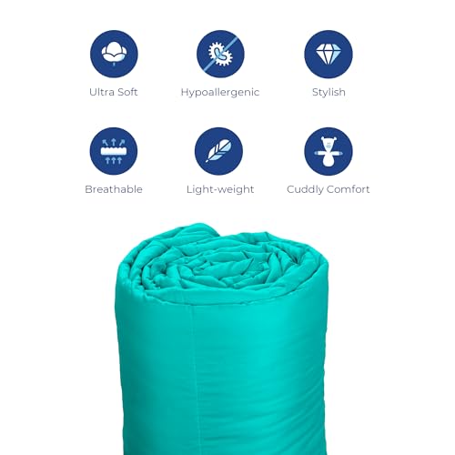Image of Zinnia Ultra Soft Microfibre Reversible Comforter- Single 150 X 230 Cm, Red and Bright Aqua., 200 TC(Solid - Vibrant)