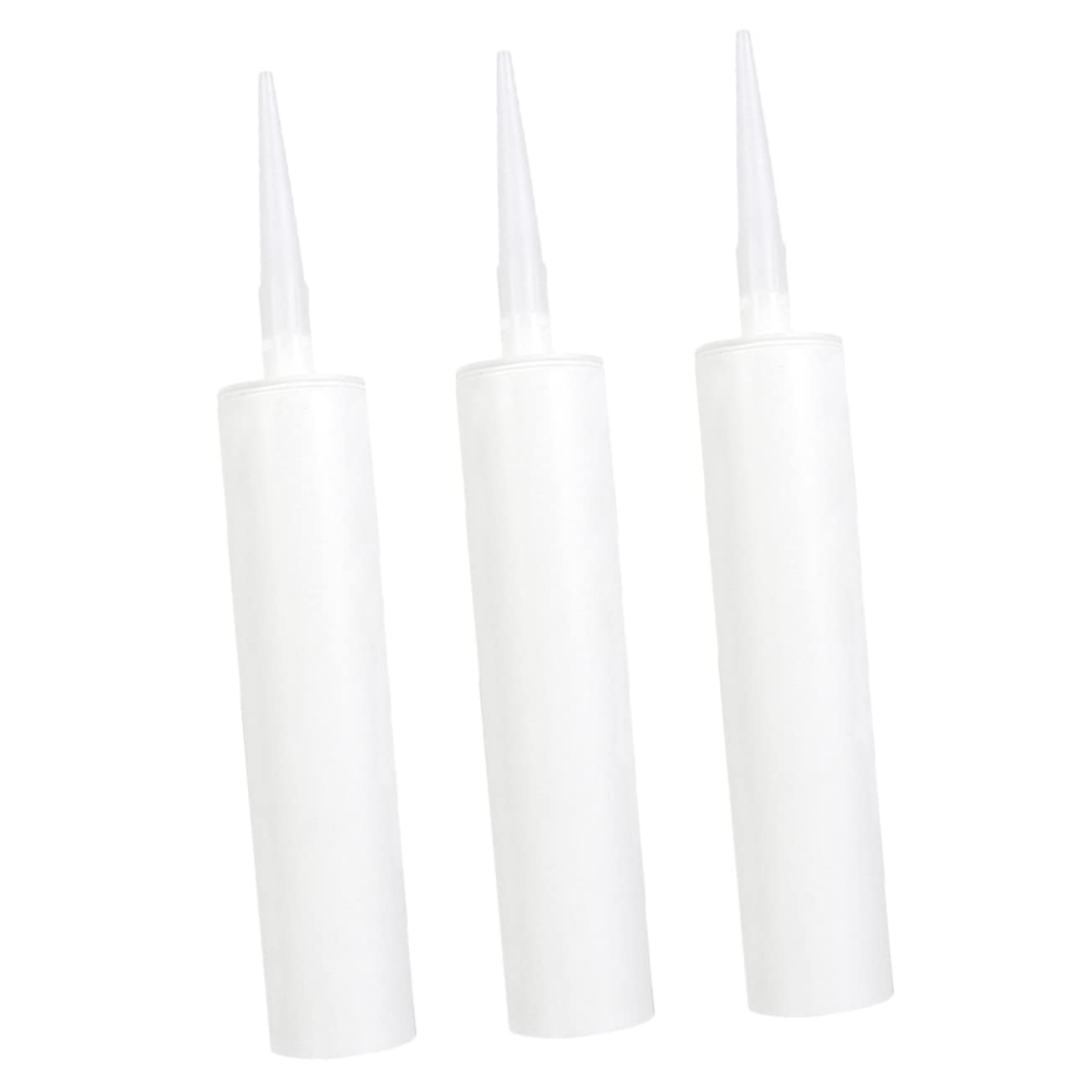 DOITOOL 3PCS Empty Caulk Tubes, Plastic Silicone Cartridge, Refillable Sealant Cartridge, Reusable, White Refillable Mastic Tubes for Home Improvement Caulk Tool