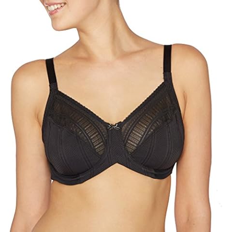 Lilyette womens Enchantment Lace Minimizer Underwire Bra, Black/Latte, 34G Cover
