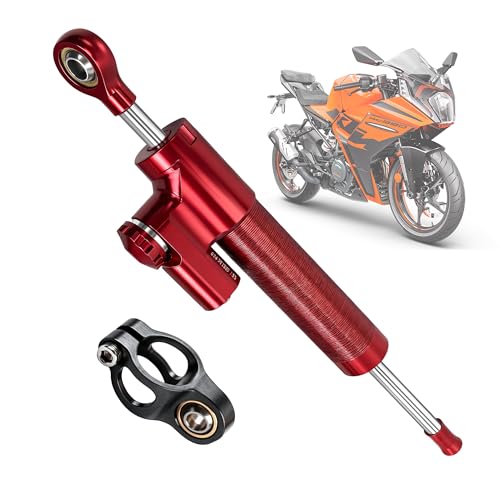 BICMDO 10-Inch Universal For Motorcycle Steering Damper Stabilizer Steering Stabilizer for R3 R6 R15 R125 R25 FZ1 FZ8 FZ09 MT09 ZX6R ZX14R GSXR600 CBR600RR 1000RR CB400 CB1000 GSX1300R (Red)