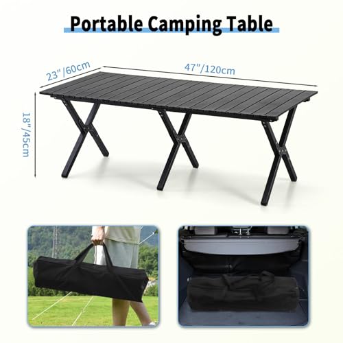 Mesa de Camping Plegable de Aluminio 4 Pies KAIHAOWIN Negra Versión Mejorada miniatura 3