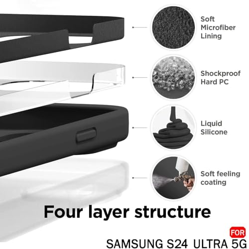 Image of TheGiftKart Liquid Silicone Back Cover Case for Samsung Galaxy S24 Ultra 5G | Soft Micro-Fibre Lining Inside | Camera & Screen Protection | Shockproof Case for Samsung S24 Ultra (Silicone, Purple)