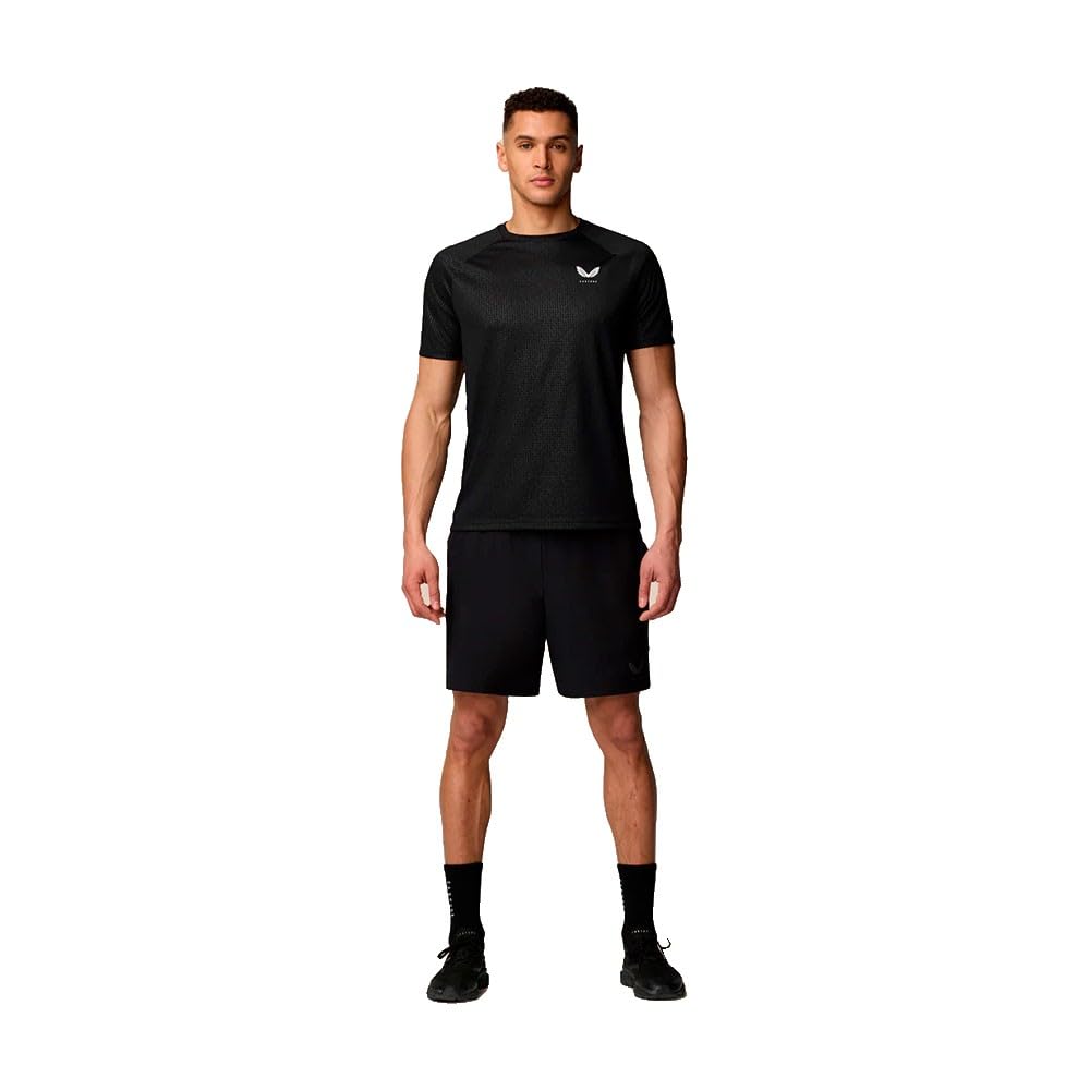 Castore Branded Elastic Shorts Czarna Pikowana Kurtka Męska Z Poliestru