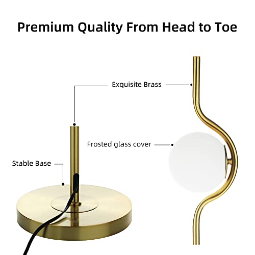 Melifo Floor Lamp,Standing Lamp With Frosted Glass Globe,Morden Glod Tall Lamp With Foot Pedal.mid Century Floor Lamps For Living Room,Bedroom,Office,Reading (Gold) #TOP3