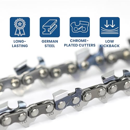 Image of 18 Inch Chainsaw Chain, .325 inch Pitch .063 inch Gauge 74 Drive Links, Germany Steel Anti-Kickback Replacement for Stihl MS271, MS290, MS291, MS270, 3-Pack
