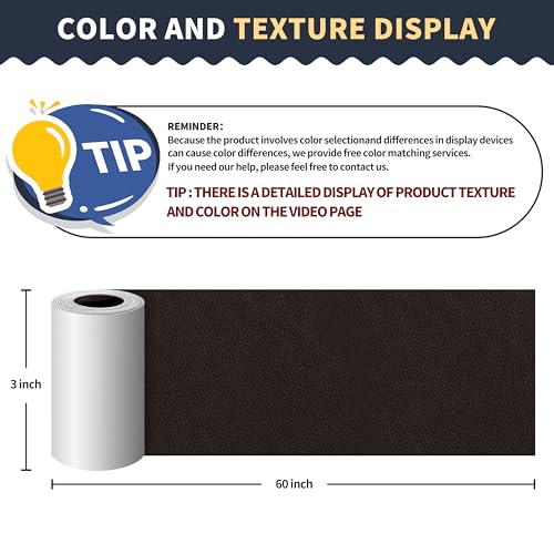 Image of ONine Leather Repair Tape, 3 x 60 inches, Brown, for Furniture, Vinyl, Sofas, Car Seats, Chairs