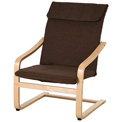 Preisvergleich Produktbild HOMCOM Relaxsessel Ruhesessel Relaxstuhl mit Armlehne Leinenbezug Holzgestell Braun